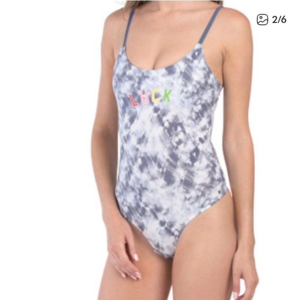 Lucky Brand Tie-Dye Bodysuit | Women’s Large | Blue & White